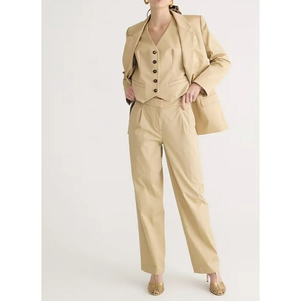J.Crew Wide leg pleated kakhis